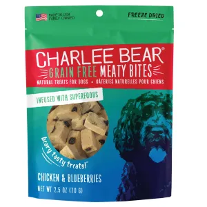Charlee Bear Dog Meaty Bites Chicken And Blueberry 2.5oz.