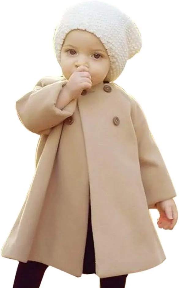 Children Kid Girls Autumn Winter Clothes Stylish Cloak Button Jacket Warm Coat 1-5 Years