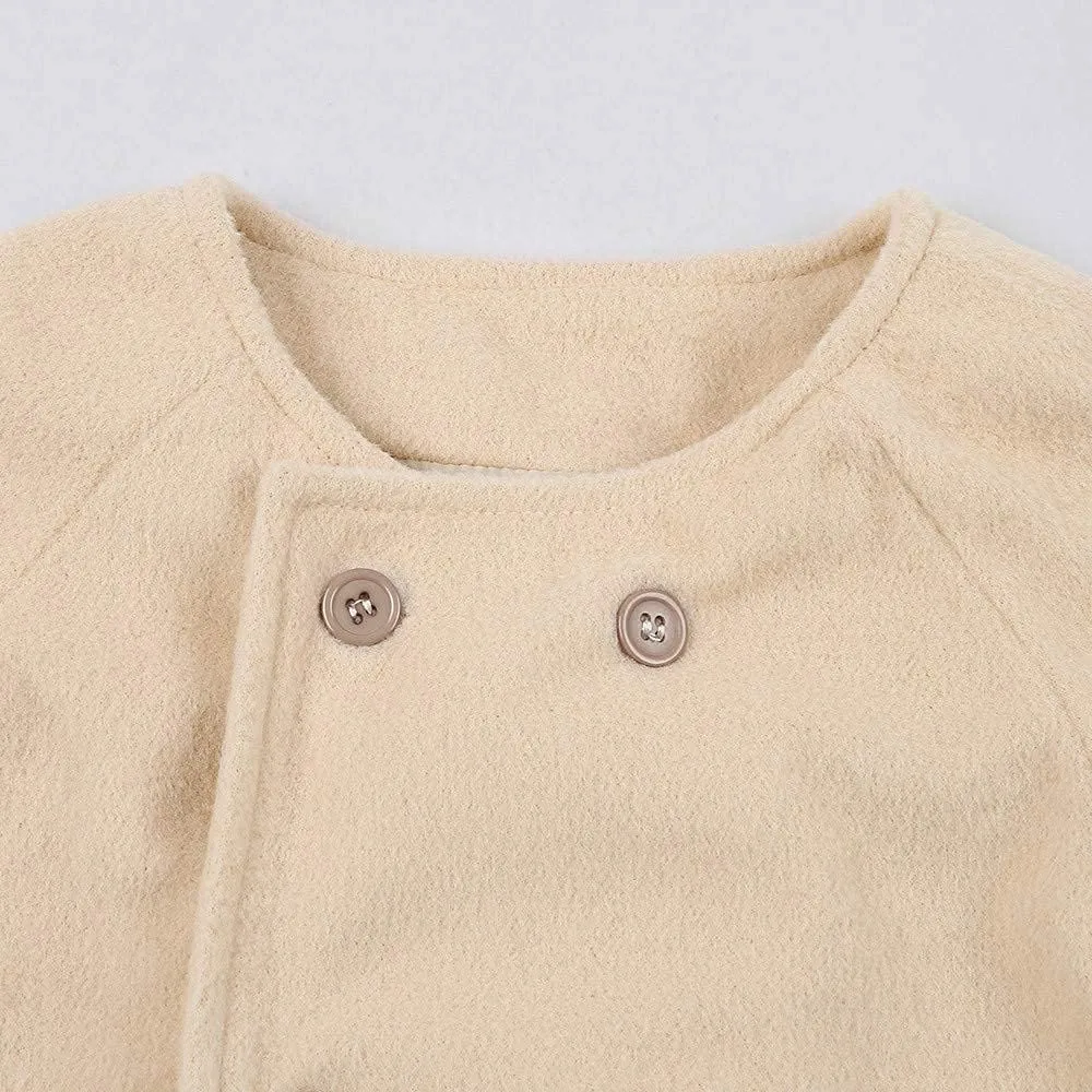 Children Kid Girls Autumn Winter Clothes Stylish Cloak Button Jacket Warm Coat 1-5 Years