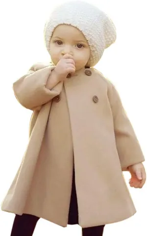 Children Kid Girls Autumn Winter Clothes Stylish Cloak Button Jacket Warm Coat 1-5 Years