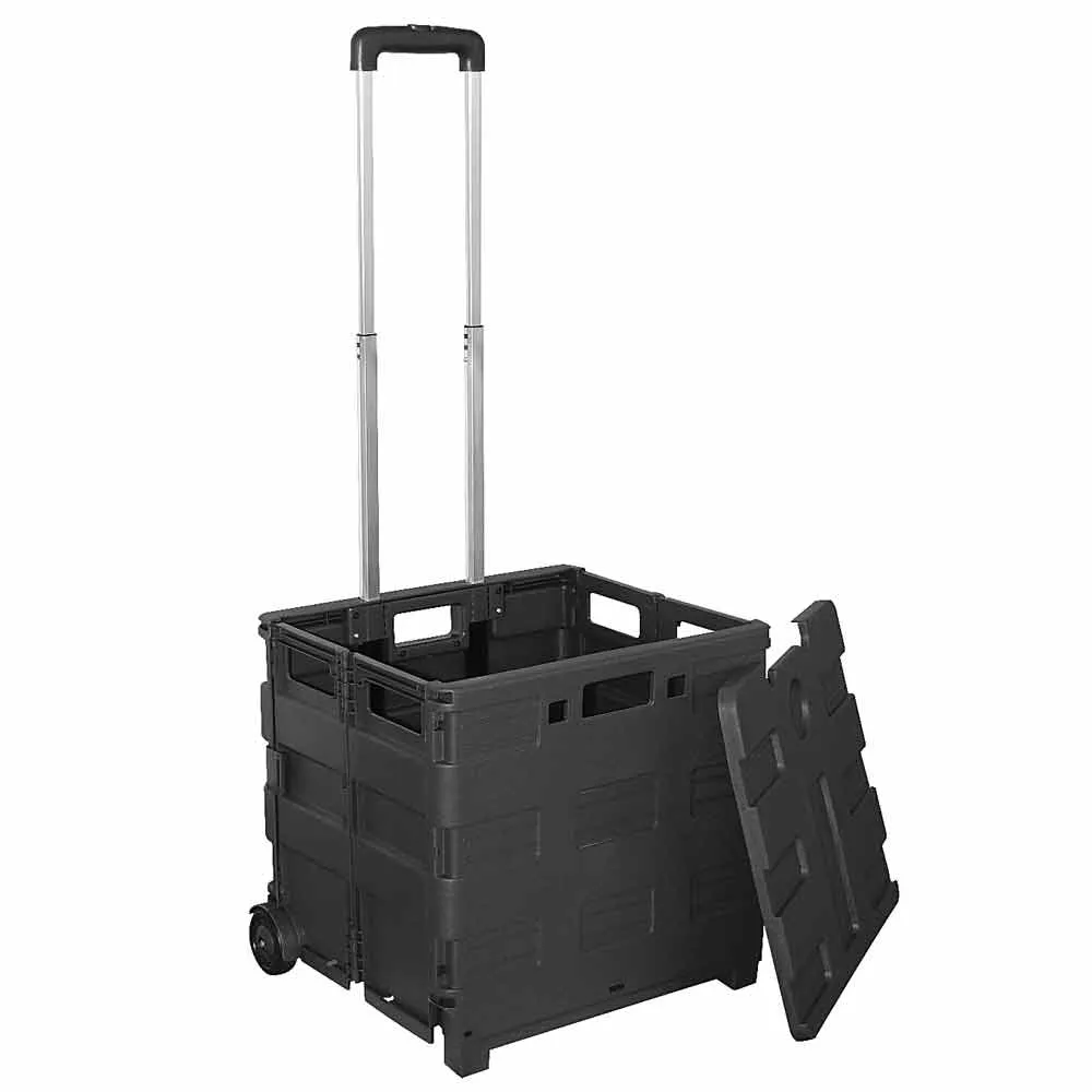 Collapsible Shopping Cart Storage Utility Grocery Wheel Rolling Crate Heavy Duty