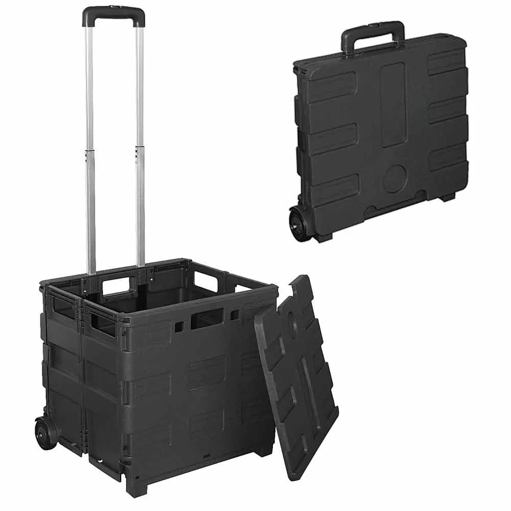 Collapsible Shopping Cart Storage Utility Grocery Wheel Rolling Crate Heavy Duty