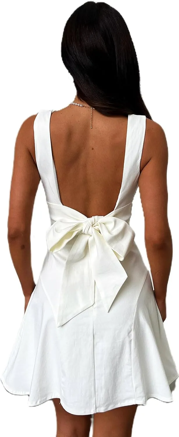 College Graduation Dresses for Women Y2k Corset Backless Party Club Mini Dress Teens Flowy Ruffle Sexy Short Dress