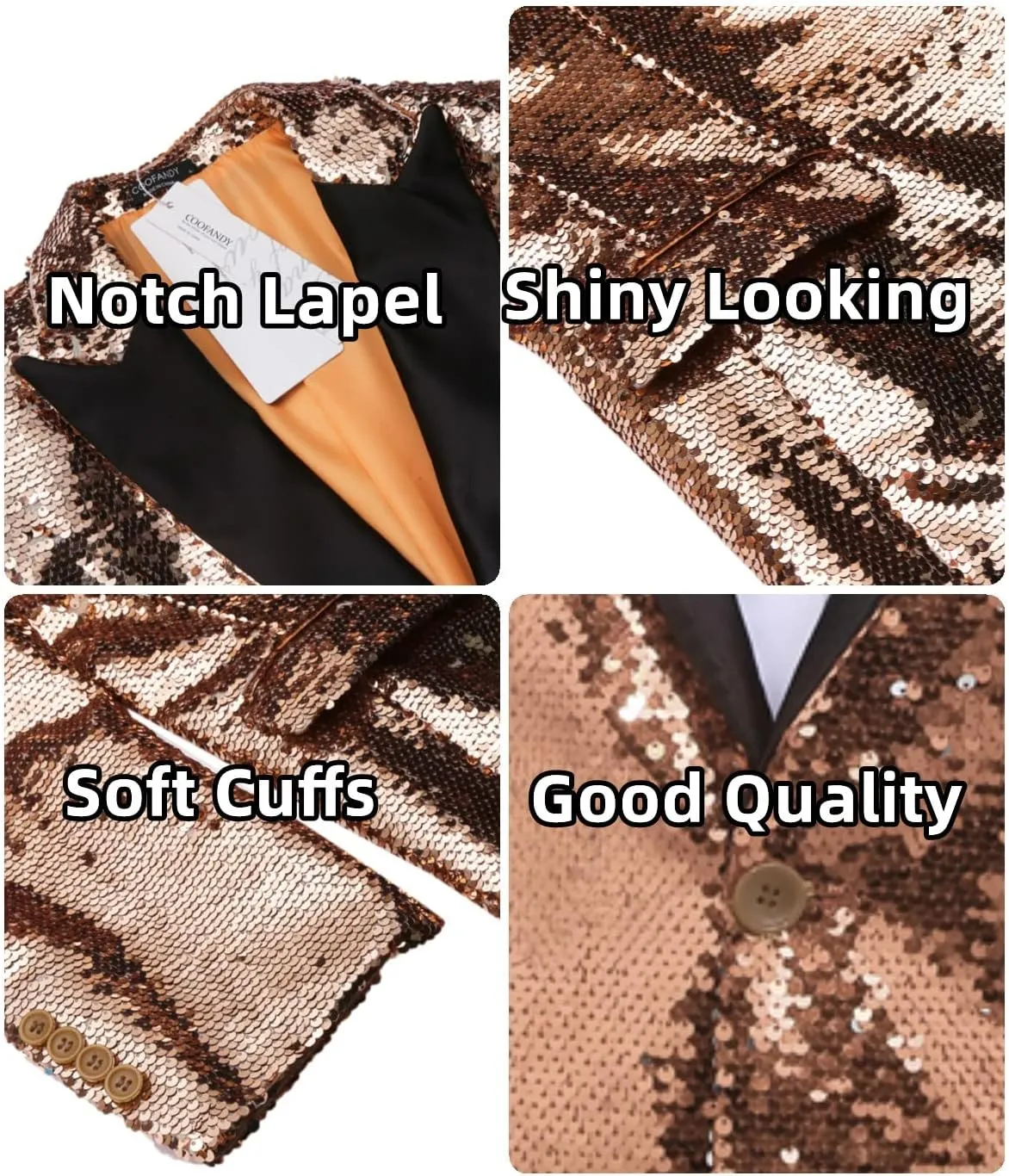 COOFANDY Mens Sequin Blazer Tuxedo Party Prom Wedding Tuxedo One Button Jacket