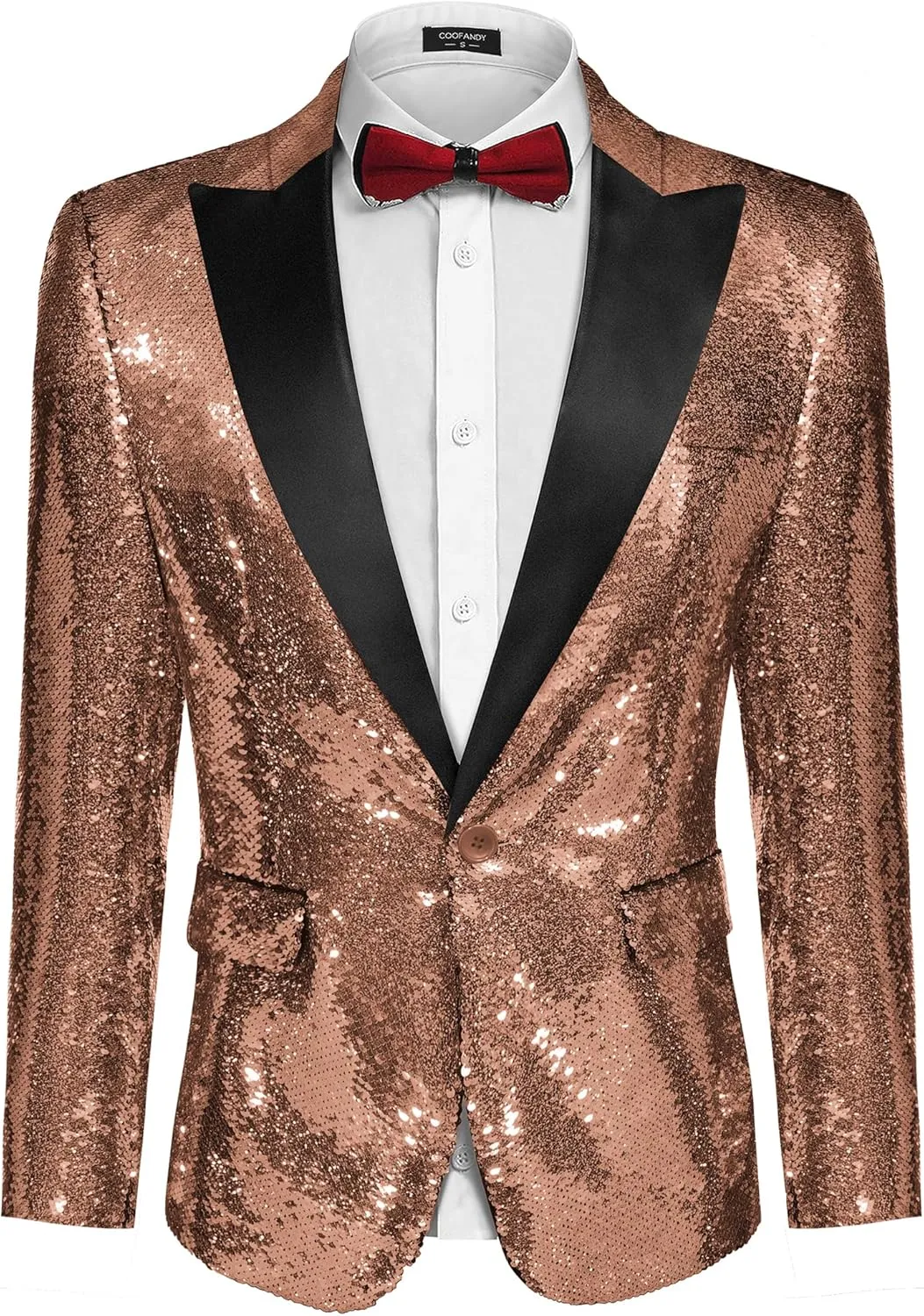 COOFANDY Mens Sequin Blazer Tuxedo Party Prom Wedding Tuxedo One Button Jacket