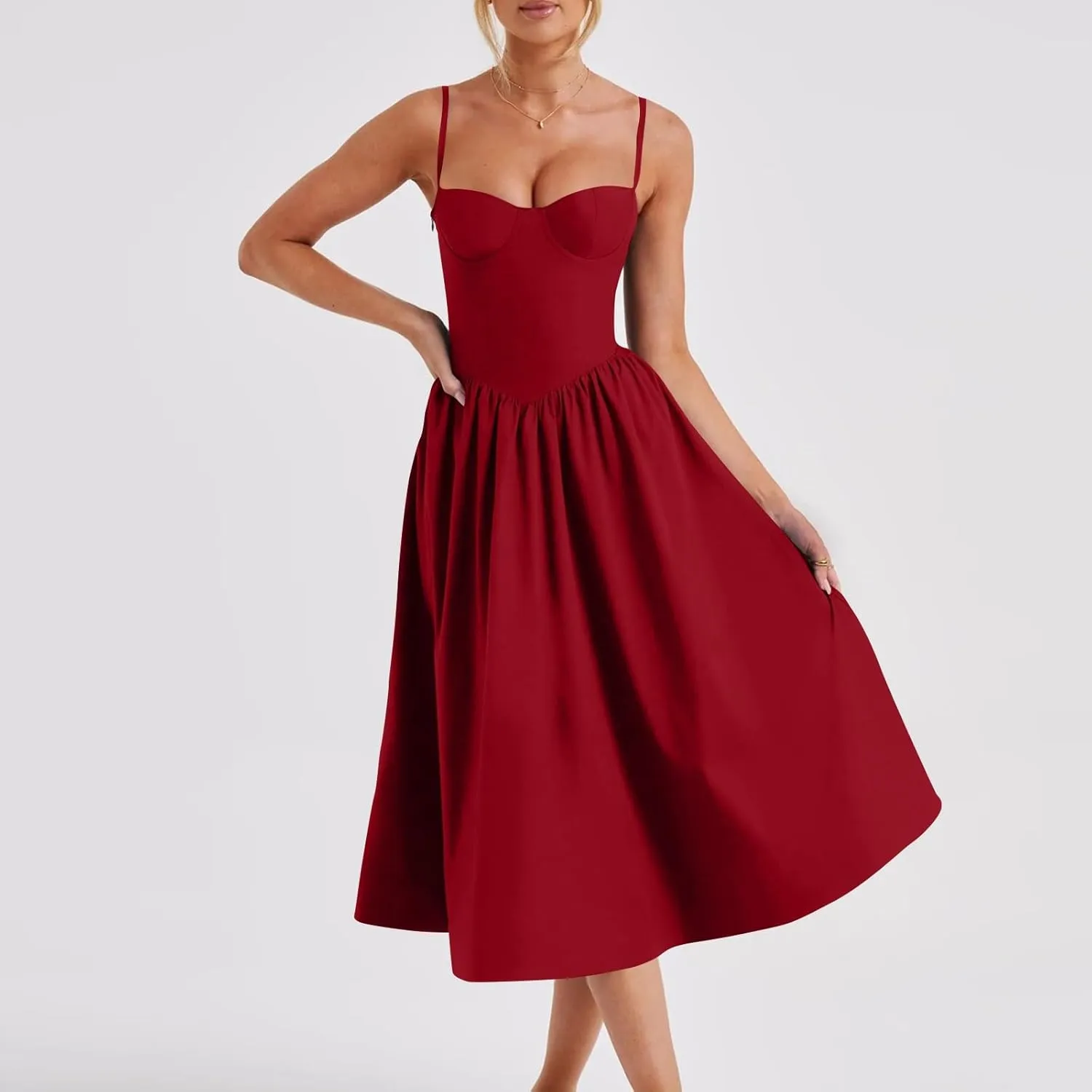 Corset Dress for Women Formal Midi Cocktail Sexy Club Spaghetti Strap Dress Slim Fit Ladies Tea Party Dresses
