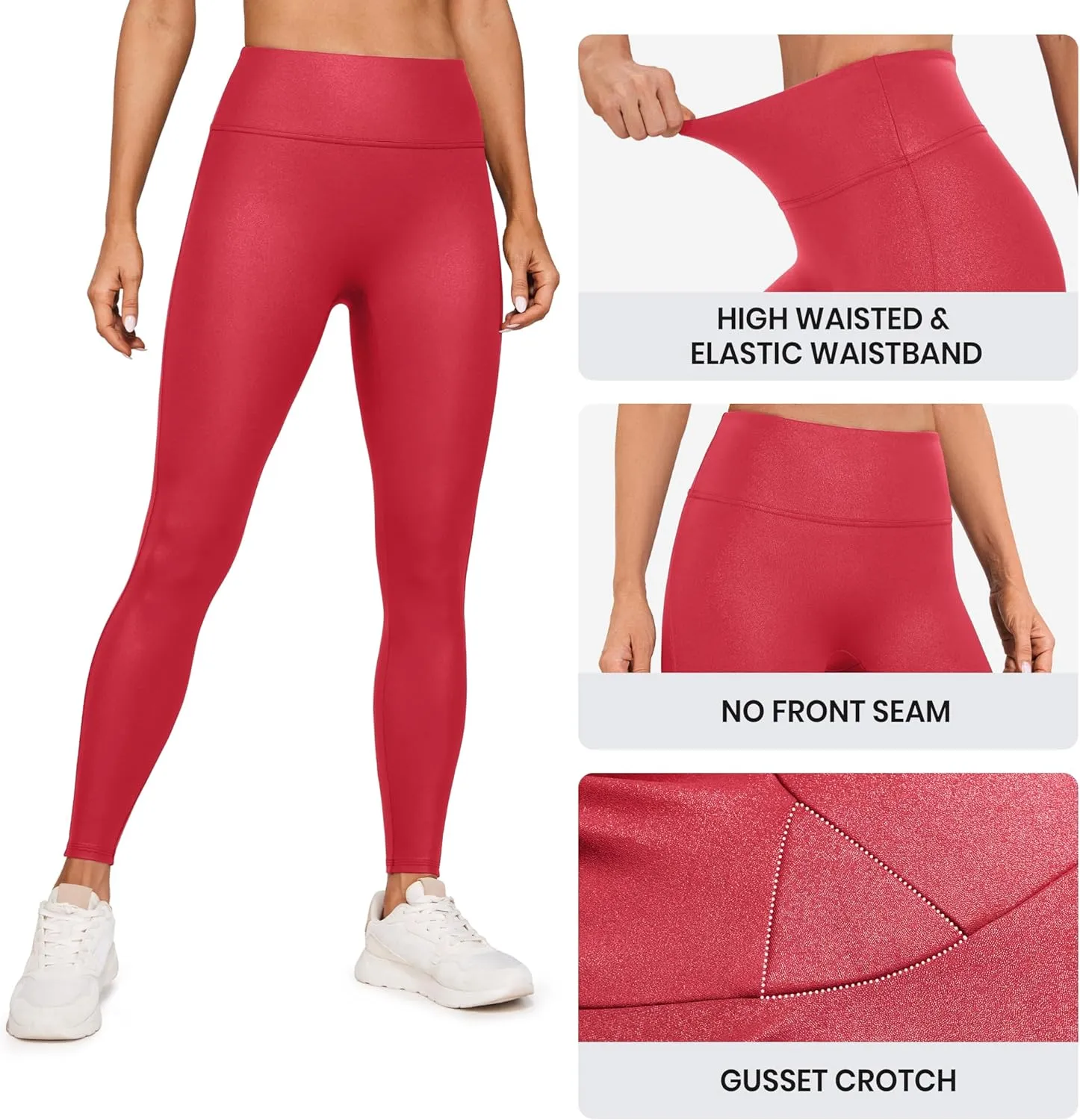 CRZ YOGA Butterluxe Matte Faux Leather Leggings for Women 28'' - No Front Seam High Waist Stretch Tights Pleather Pants