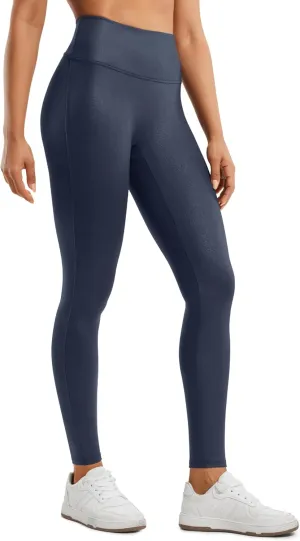CRZ YOGA Butterluxe Matte Faux Leather Leggings for Women 28'' - No Front Seam High Waist Stretch Tights Pleather Pants
