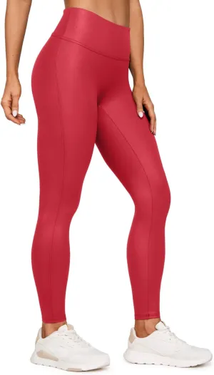 CRZ YOGA Butterluxe Matte Faux Leather Leggings for Women 28'' - No Front Seam High Waist Stretch Tights Pleather Pants