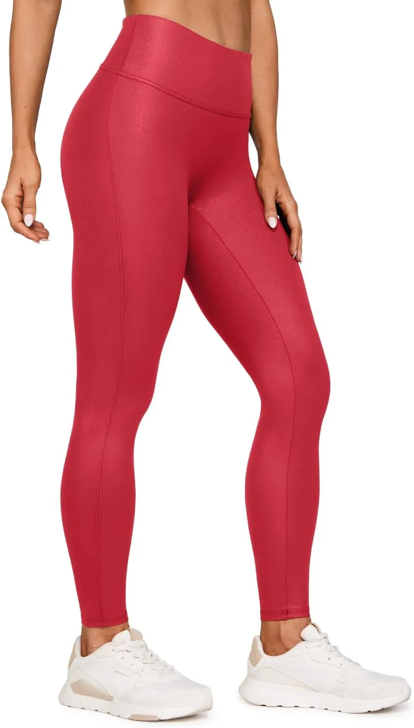 CRZ YOGA Butterluxe Matte Faux Leather Leggings for Women 28'' - No Front Seam High Waist Stretch Tights Pleather Pants