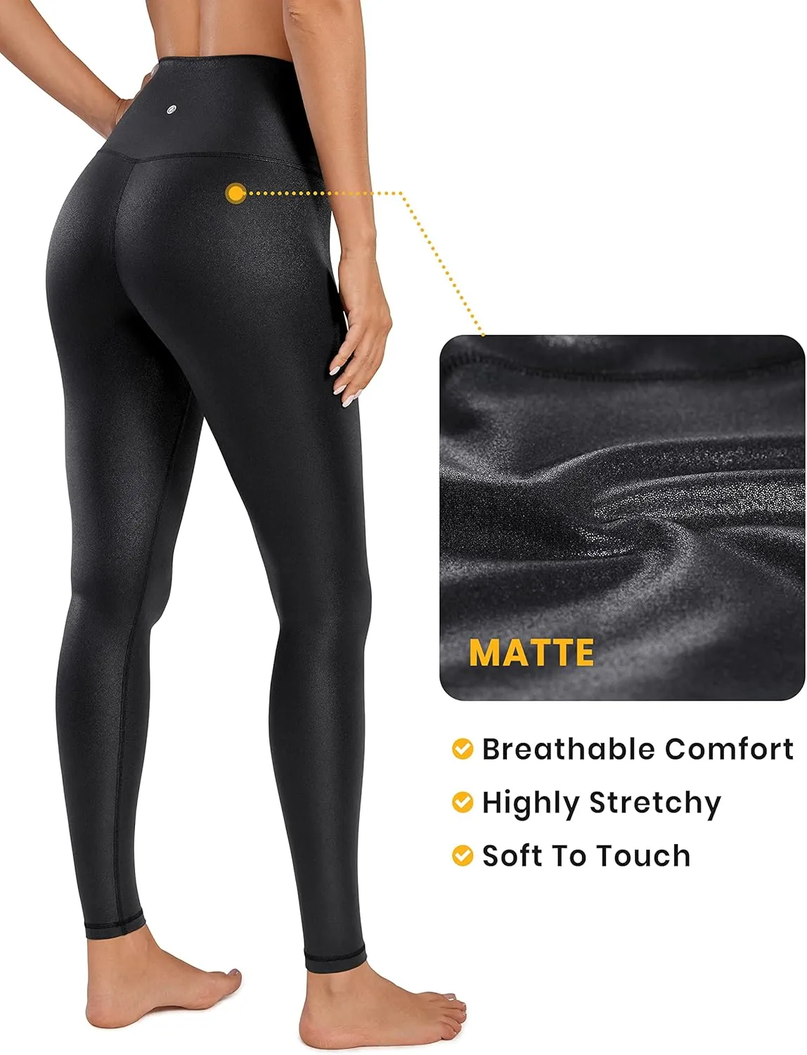 CRZ YOGA Butterluxe Matte Faux Leather Leggings for Women 28" - High Waisted Stretch Ankle Leather Pants Pleather Tights