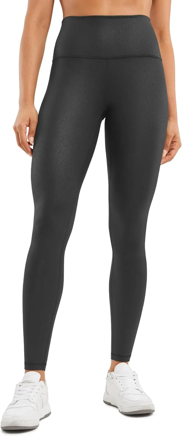 CRZ YOGA Butterluxe Matte Faux Leather Leggings for Women 28" - High Waisted Stretch Ankle Leather Pants Pleather Tights