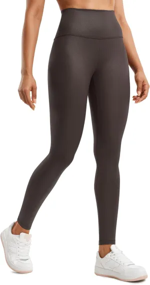 CRZ YOGA Butterluxe Matte Faux Leather Leggings for Women 28" - High Waisted Stretch Ankle Leather Pants Pleather Tights