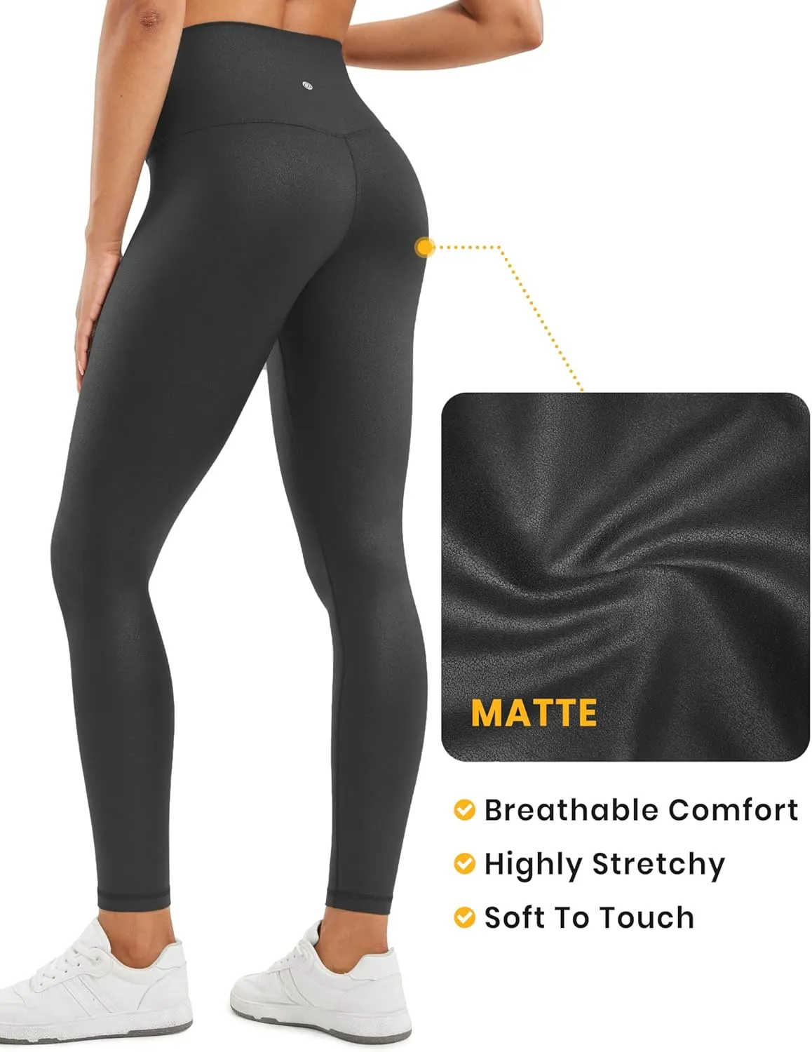 CRZ YOGA Butterluxe Matte Faux Leather Leggings for Women 28" - High Waisted Stretch Ankle Leather Pants Pleather Tights