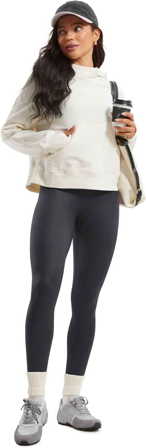 CRZ YOGA Butterluxe Matte Faux Leather Leggings for Women 28" - High Waisted Stretch Ankle Leather Pants Pleather Tights