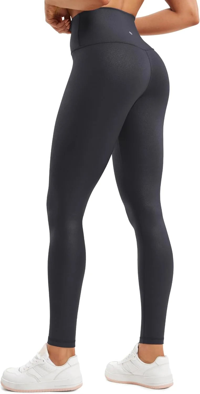 CRZ YOGA Butterluxe Matte Faux Leather Leggings for Women 28" - High Waisted Stretch Ankle Leather Pants Pleather Tights