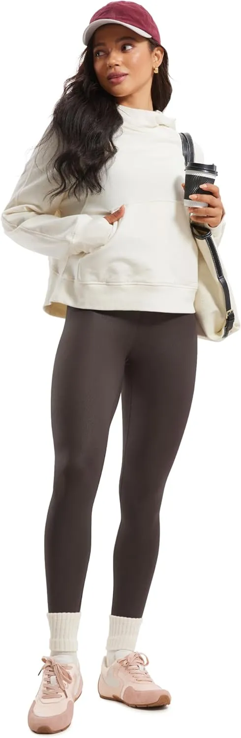 CRZ YOGA Butterluxe Matte Faux Leather Leggings for Women 28" - High Waisted Stretch Ankle Leather Pants Pleather Tights