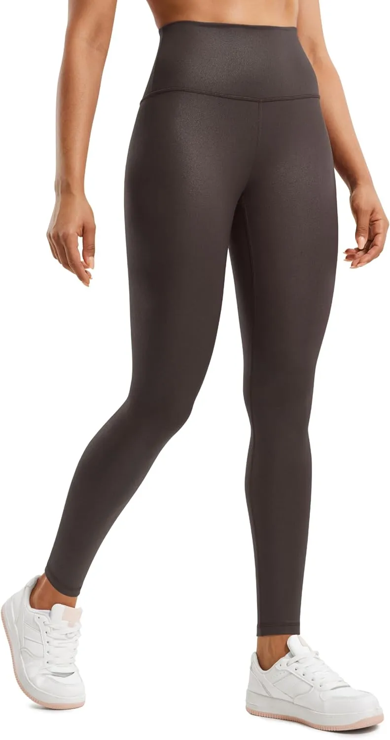 CRZ YOGA Butterluxe Matte Faux Leather Leggings for Women 28" - High Waisted Stretch Ankle Leather Pants Pleather Tights
