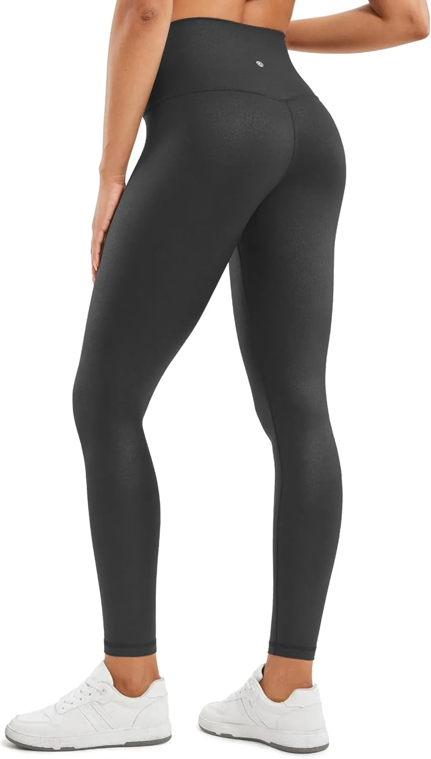 CRZ YOGA Butterluxe Matte Faux Leather Leggings for Women 28" - High Waisted Stretch Ankle Leather Pants Pleather Tights