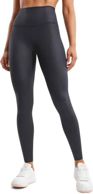 CRZ YOGA Butterluxe Matte Faux Leather Leggings for Women 28" - High Waisted Stretch Ankle Leather Pants Pleather Tights