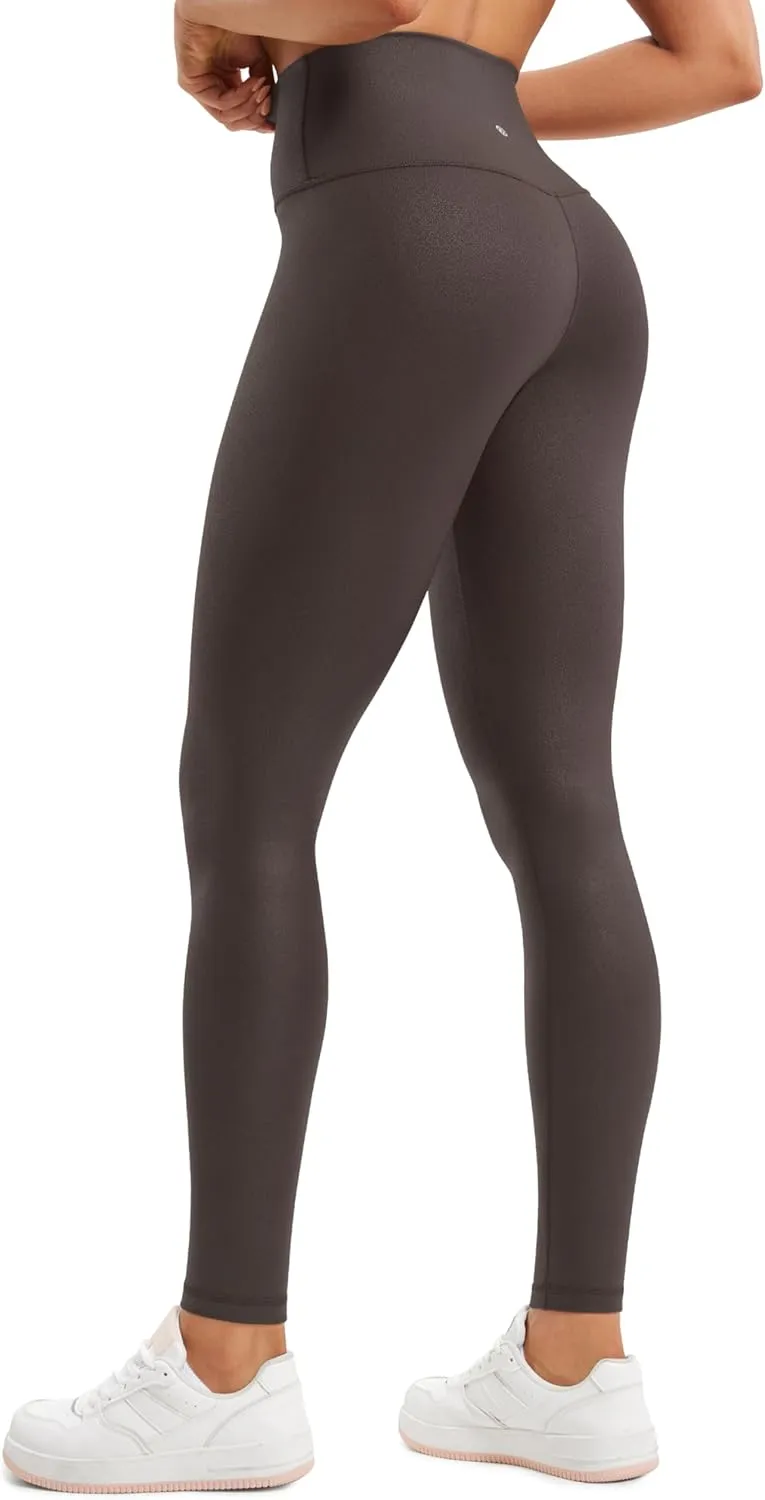 CRZ YOGA Butterluxe Matte Faux Leather Leggings for Women 28" - High Waisted Stretch Ankle Leather Pants Pleather Tights