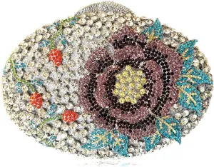 Dazzling Rose Flower Women Rhinestone Clutch Formal Wedding Party Handbag Purse Crystal Clutch Evening Bag