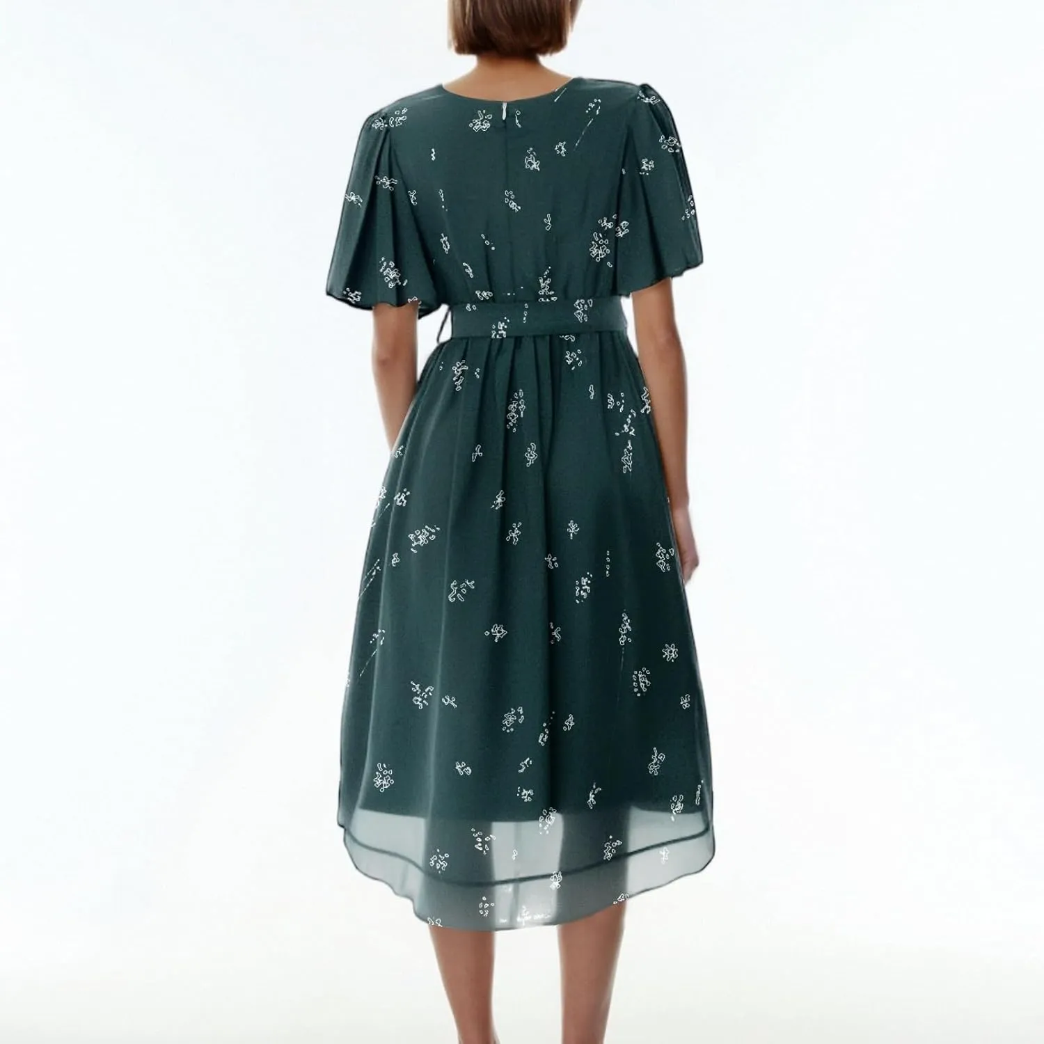Dresses for Women,Chiffon Sexy Midi Dresses Short Sleeve Flowy Wrap Wedding Guest Womens Summer Dress Cocktail Prom