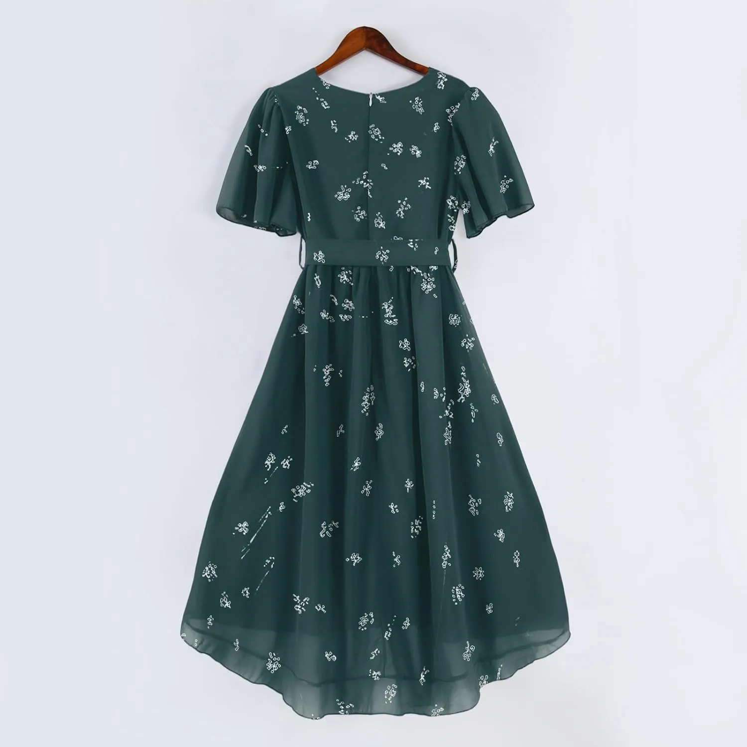 Dresses for Women,Chiffon Sexy Midi Dresses Short Sleeve Flowy Wrap Wedding Guest Womens Summer Dress Cocktail Prom