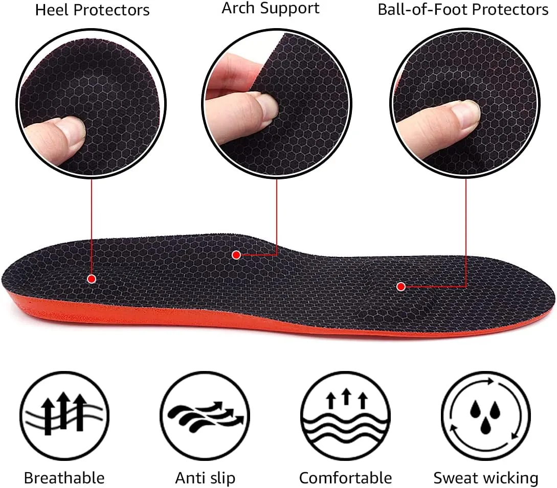 Dr.Foot Arch Support Insoles, Relief from Plantar Fasciitis, Metatarsal and Heel Pain, Comfortable Breathable Sports Shoe Inserts, Shock Absorption for Women and Men (Medium)