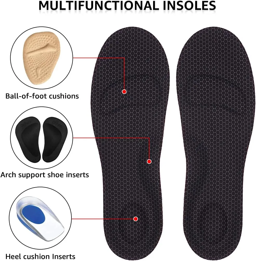 Dr.Foot Arch Support Insoles, Relief from Plantar Fasciitis, Metatarsal and Heel Pain, Comfortable Breathable Sports Shoe Inserts, Shock Absorption for Women and Men (Medium)