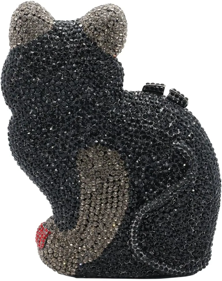 Evening Clutch Bags Bling Cocktail Party Rhinestone Handbag Crystal Cat Shape Crossbody bag