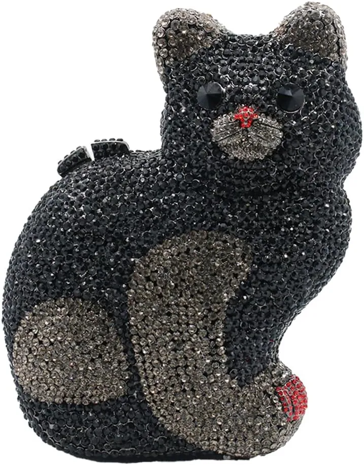 Evening Clutch Bags Bling Cocktail Party Rhinestone Handbag Crystal Cat Shape Crossbody bag