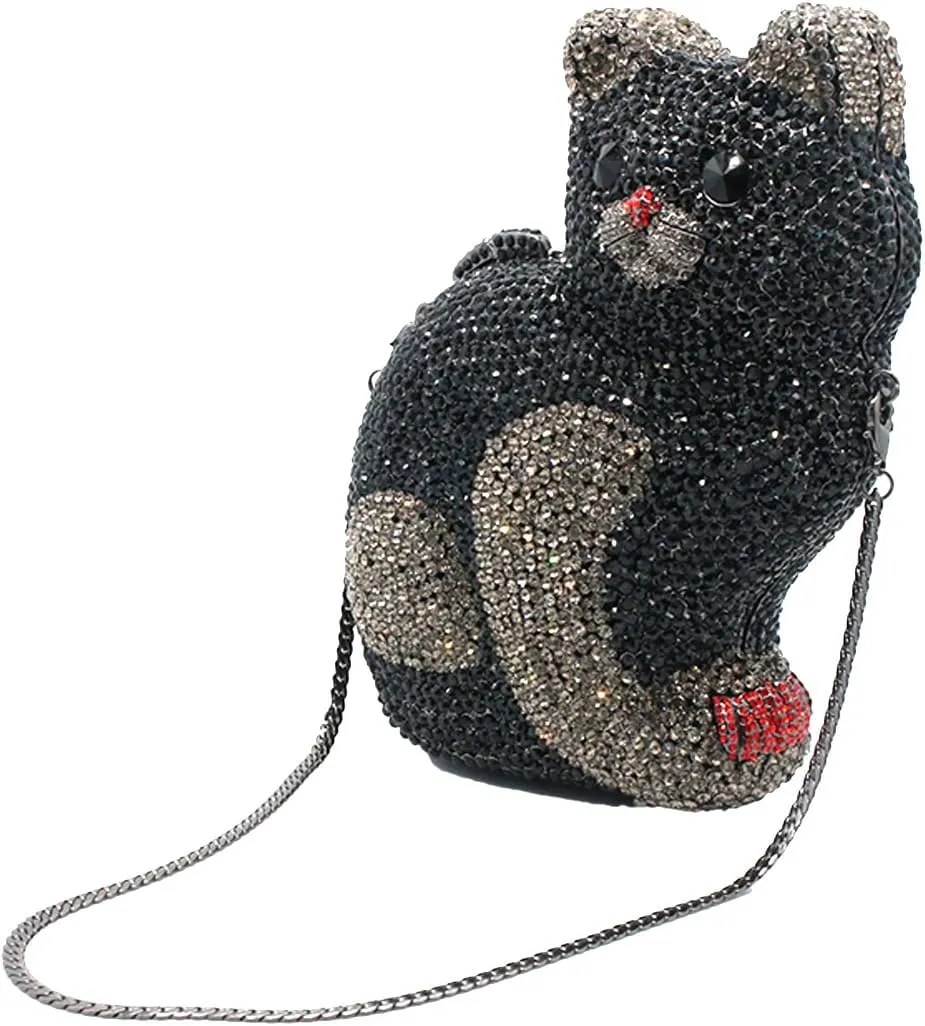Evening Clutch Bags Bling Cocktail Party Rhinestone Handbag Crystal Cat Shape Crossbody bag