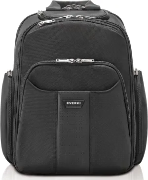 EVERKI Versa 2 Premium Business Laptop Backpack - Women's or Men's Backpack for Work with 14.1" - 15" Adjustable Compartment, 21.5L Capacity, Travel Friendly Ballistic Nylon Back Pack (EKP127B), Black