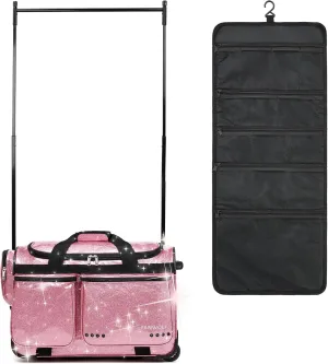 Fanwoli 23" Dance Bag with Garment Rack | Glittering Waterproof Fabric & Upgraded Stable System | Shine-Bright Collection | Ideal Competition Duffle Bag for Dancer Athlete Livestreamer
