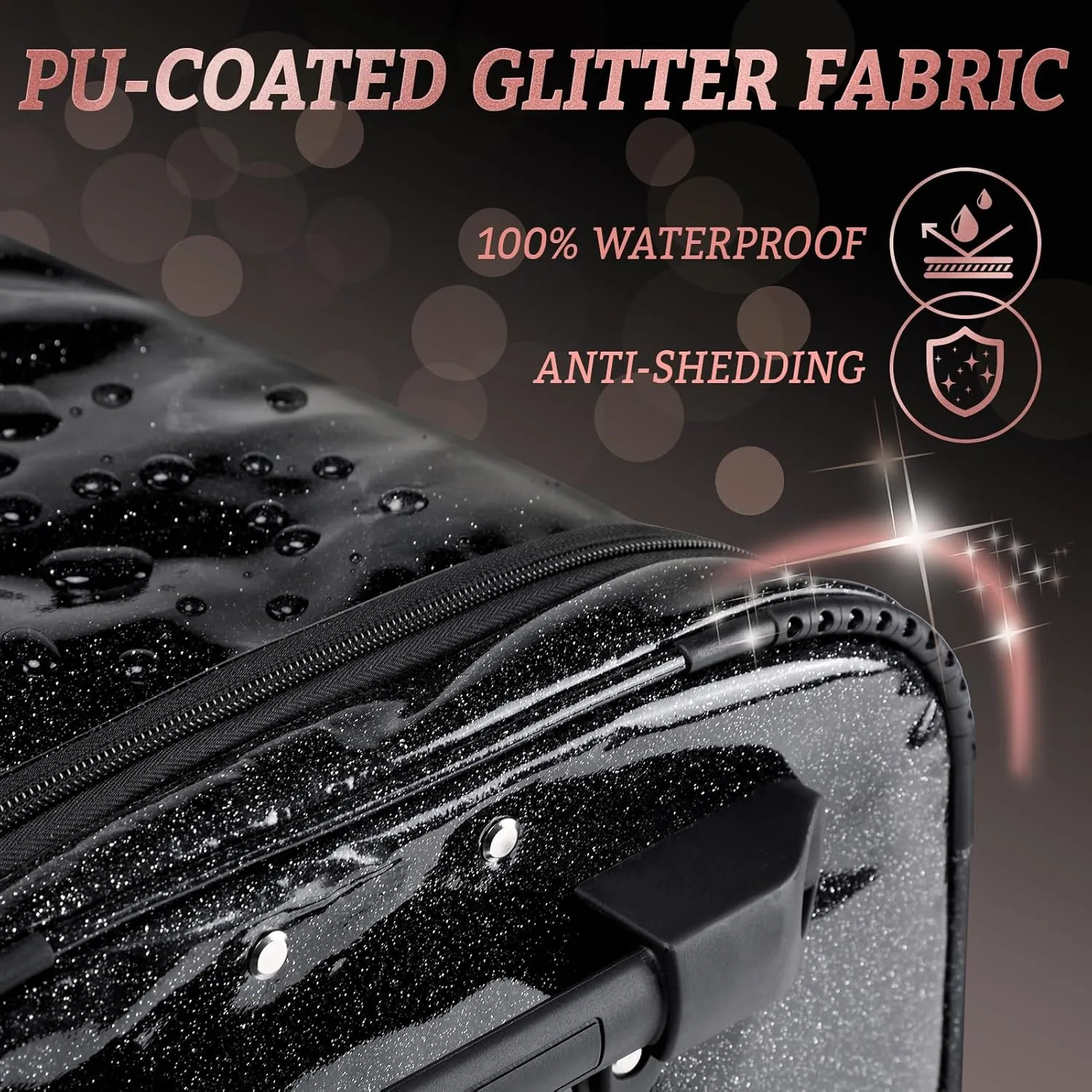 Fanwoli 23" Dance Bag with Garment Rack | Glittering Waterproof Fabric & Upgraded Stable System | Shine-Bright Collection | Ideal Competition Duffle Bag for Dancer Athlete Livestreamer