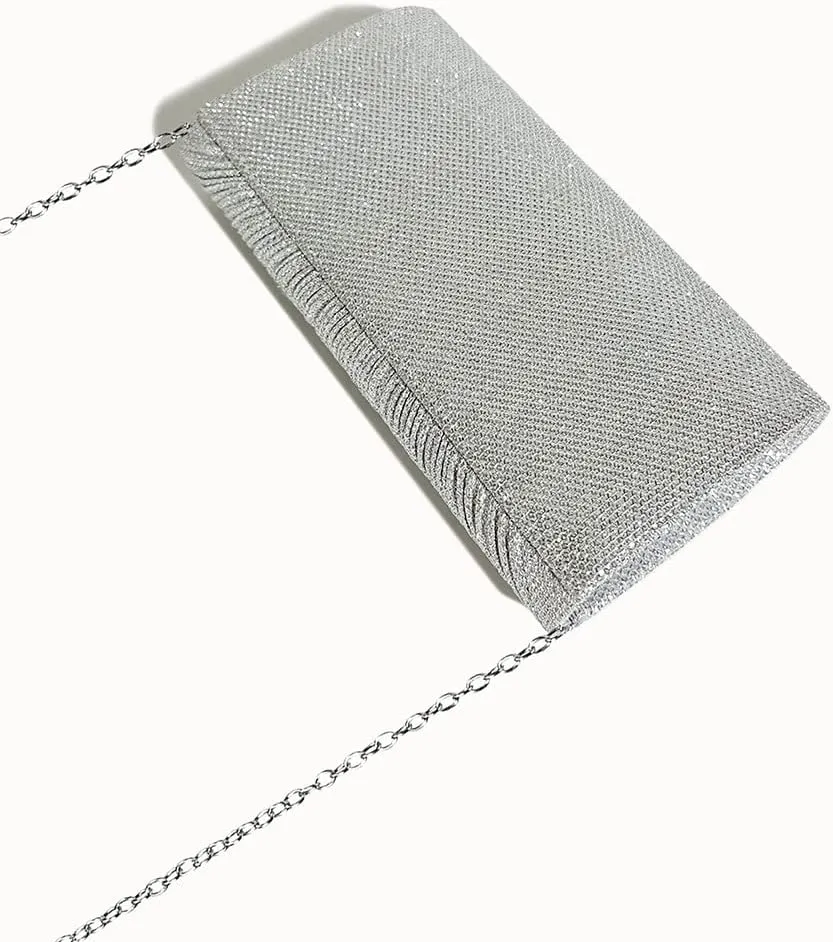 Fashion Pleated Glitter Dinner Bag Mini Clutch Bag Fancy Wedding Bag Chain Shoulder Bag Diagonal Span bag