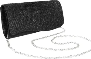 Fashion Pleated Glitter Dinner Bag Mini Clutch Bag Fancy Wedding Bag Chain Shoulder Bag Diagonal Span bag