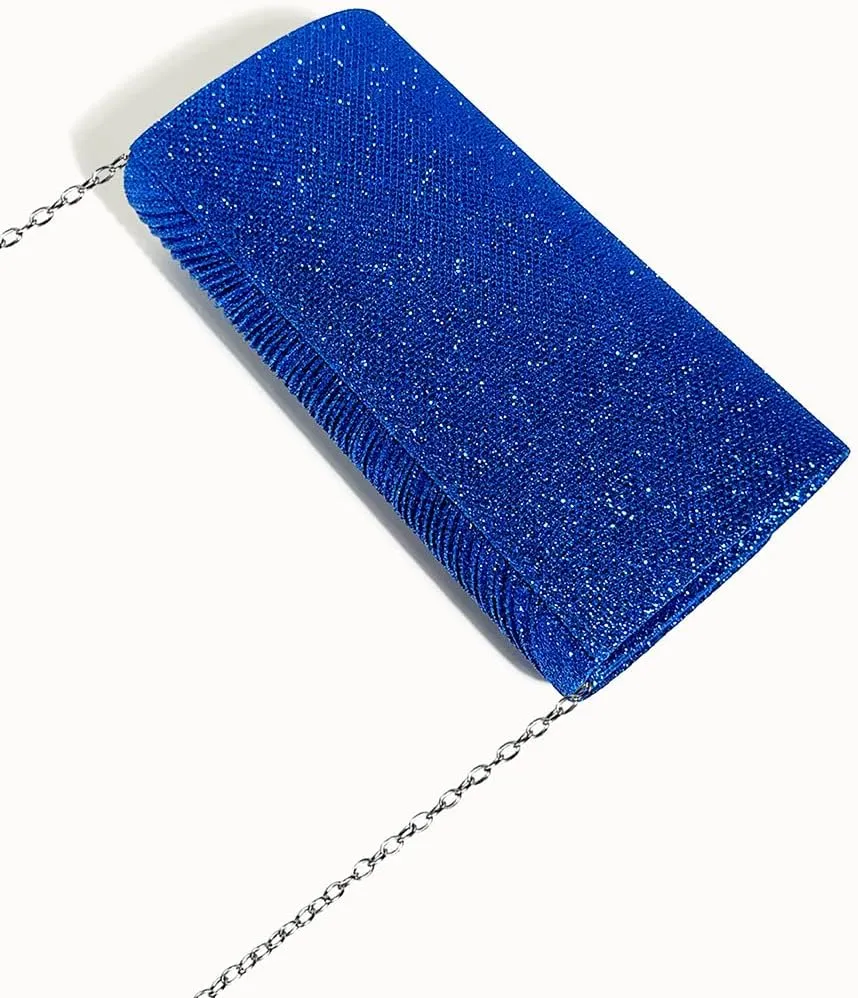 Fashion Pleated Glitter Dinner Bag Mini Clutch Bag Fancy Wedding Bag Chain Shoulder Bag Diagonal Span bag