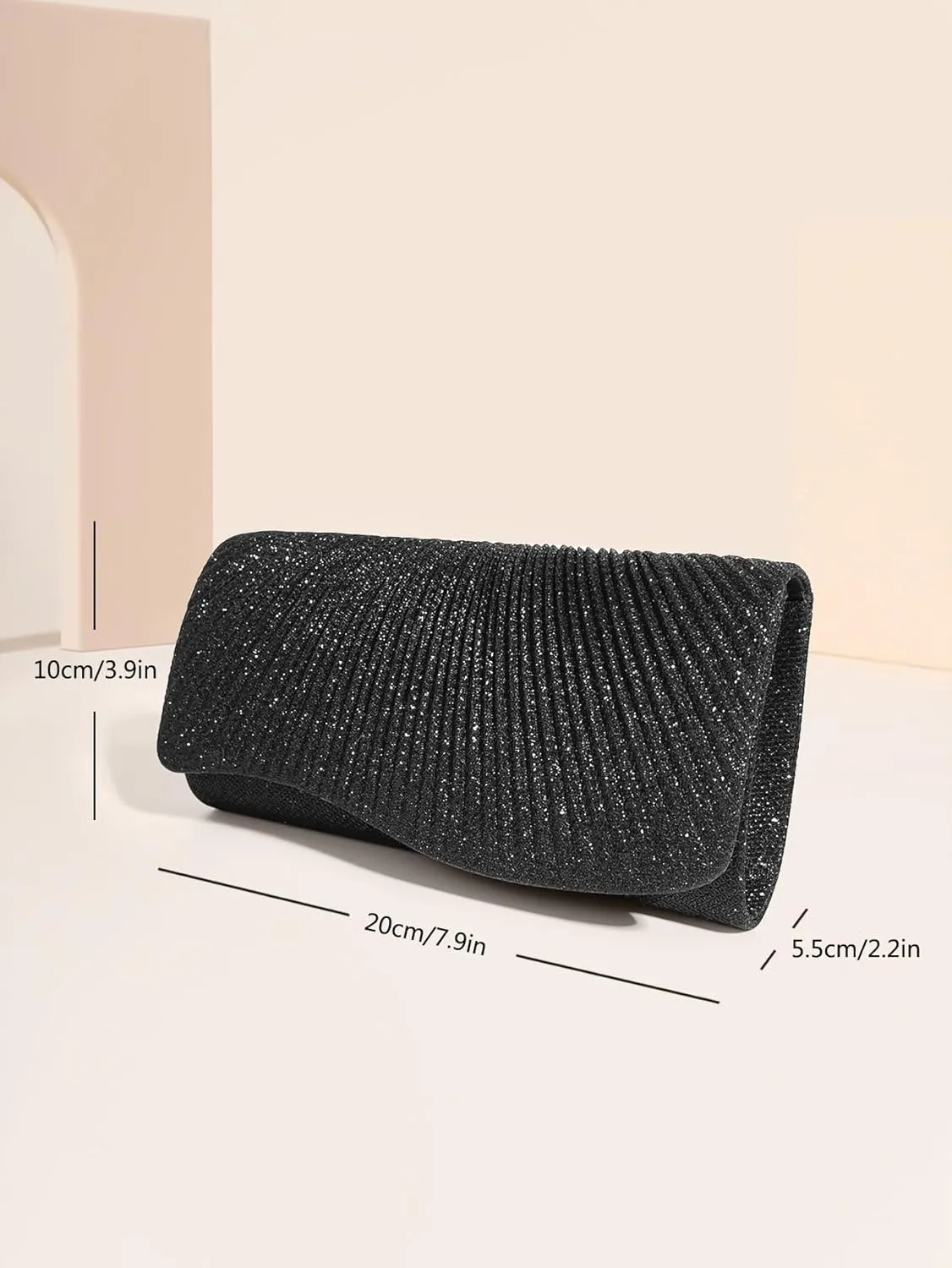 Fashion Pleated Glitter Dinner Bag Mini Clutch Bag Fancy Wedding Bag Chain Shoulder Bag Diagonal Span bag