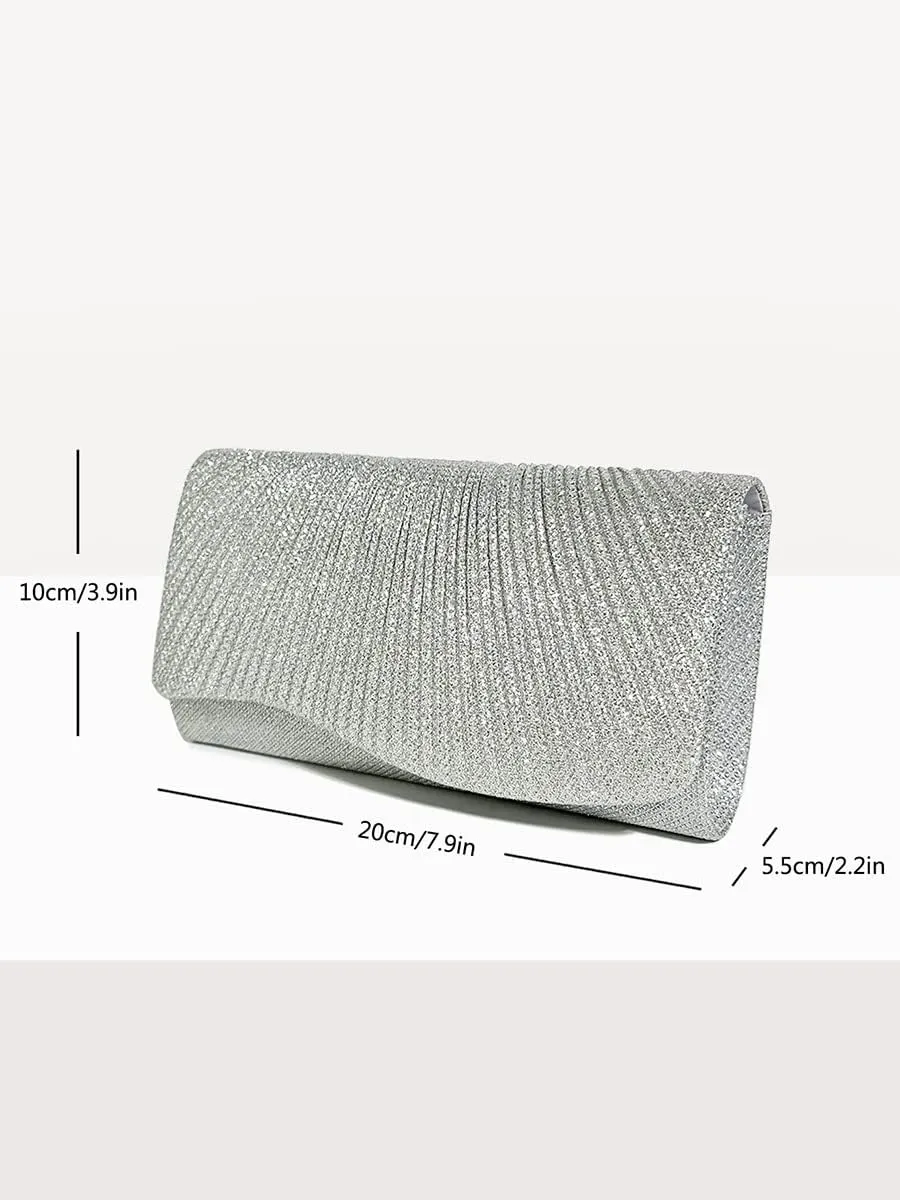 Fashion Pleated Glitter Dinner Bag Mini Clutch Bag Fancy Wedding Bag Chain Shoulder Bag Diagonal Span bag
