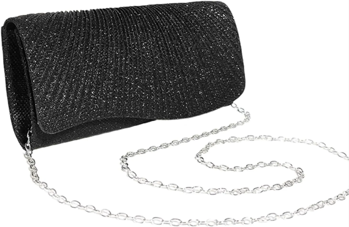 Fashion Pleated Glitter Dinner Bag Mini Clutch Bag Fancy Wedding Bag Chain Shoulder Bag Diagonal Span bag