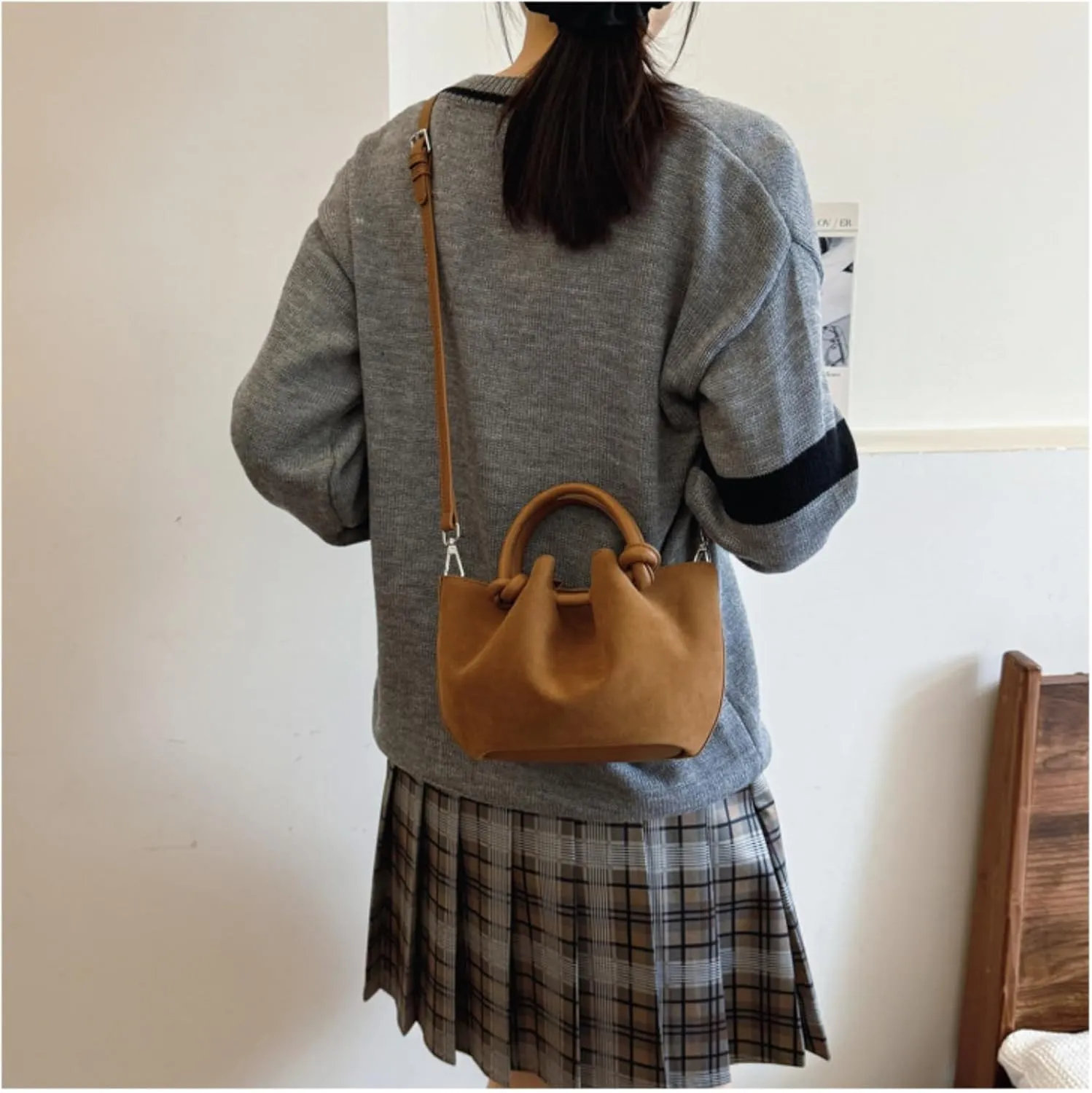 Fashionable Hobo Bag - Chic Water Bucket Purse with Matching Pouch, Comfortable Handle, Drawstring Closure
