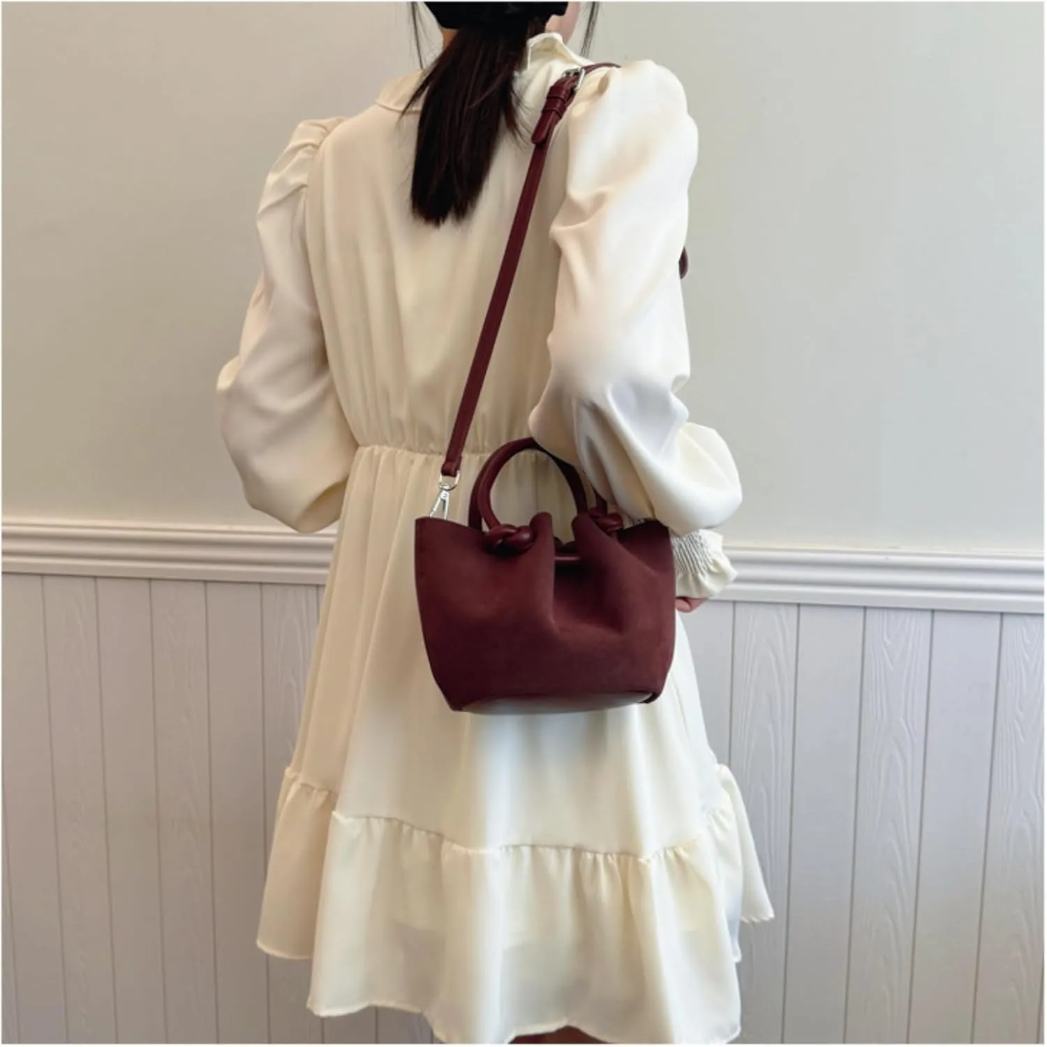 Fashionable Hobo Bag - Chic Water Bucket Purse with Matching Pouch, Comfortable Handle, Drawstring Closure