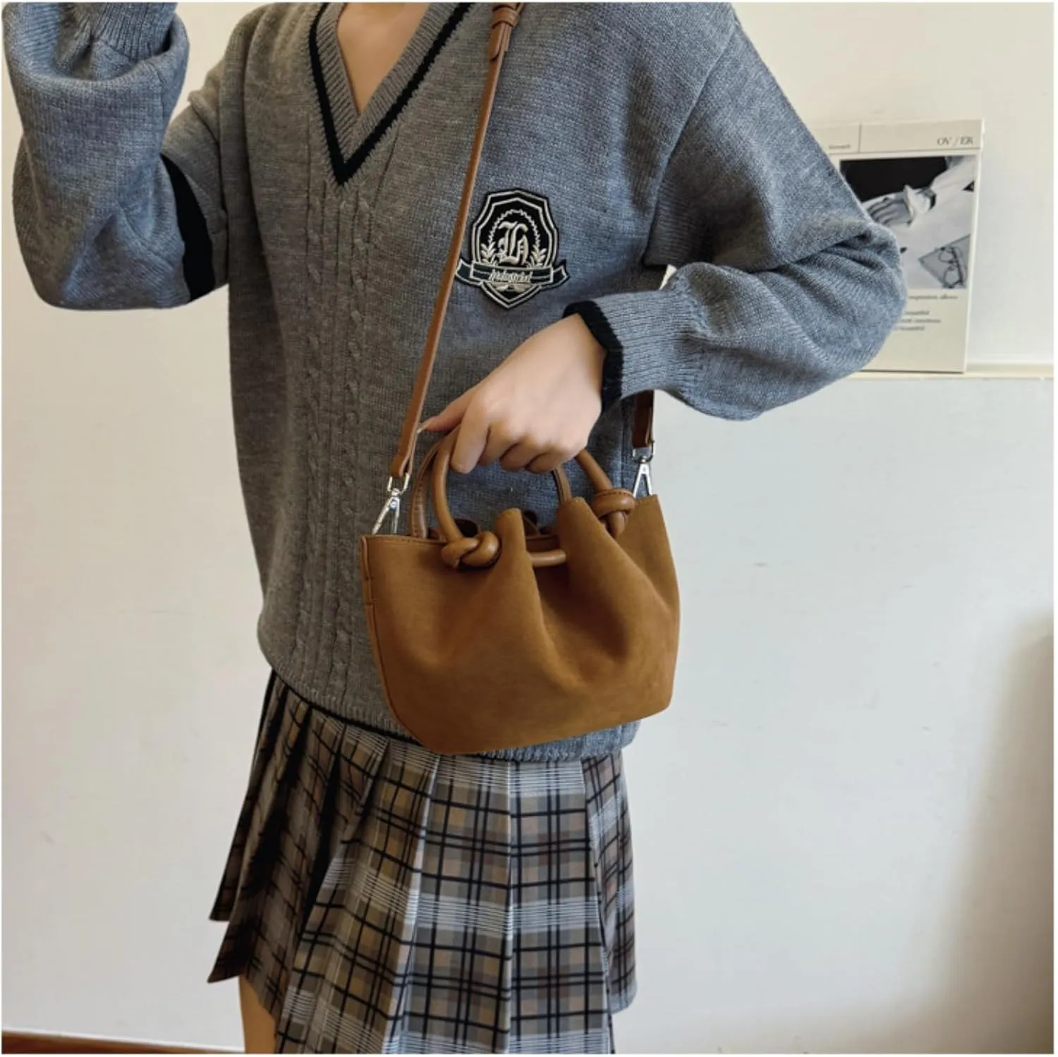 Fashionable Hobo Bag - Chic Water Bucket Purse with Matching Pouch, Comfortable Handle, Drawstring Closure