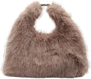 Faux Fur Shoulder Bag Women Trendy Plush Handbag Crossbody Clutch Fall Winter Daily Commuter Bag Party Wedding Gift