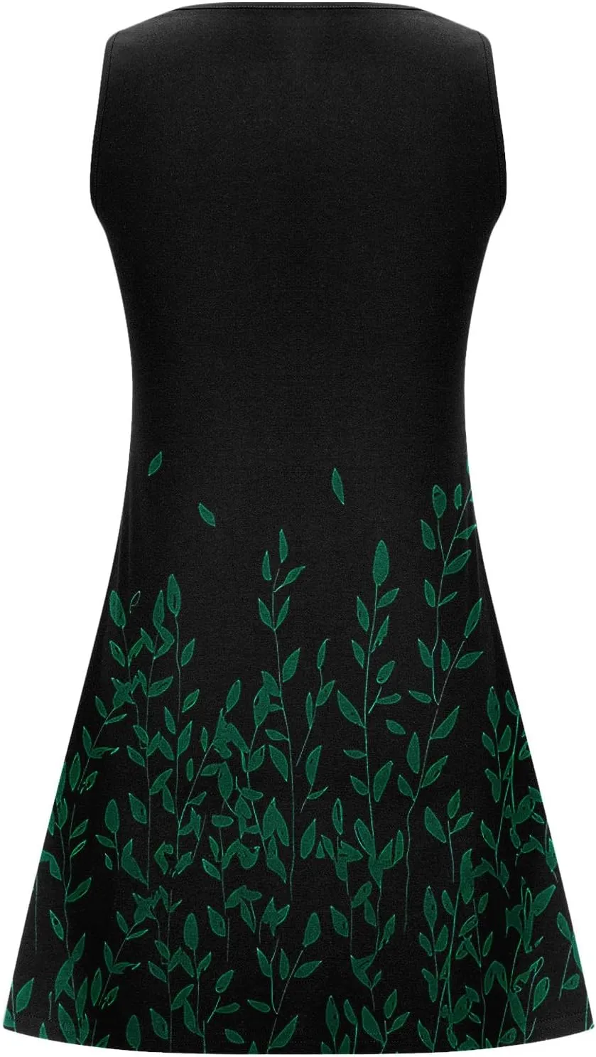 Floral Print Casual Summer Dress for Women Sleeveless Button Front Vintage Vestidos Casuales para Mujer