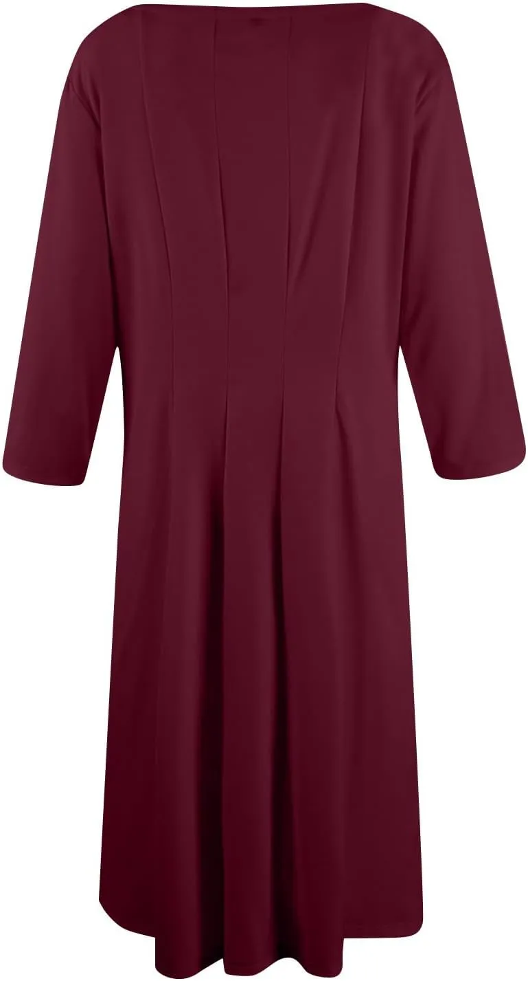 Formal Casual Dresses for Women 2025 Summer Spring 3/4 Sleeve Midi Casual Swing Pleated A Line Dress