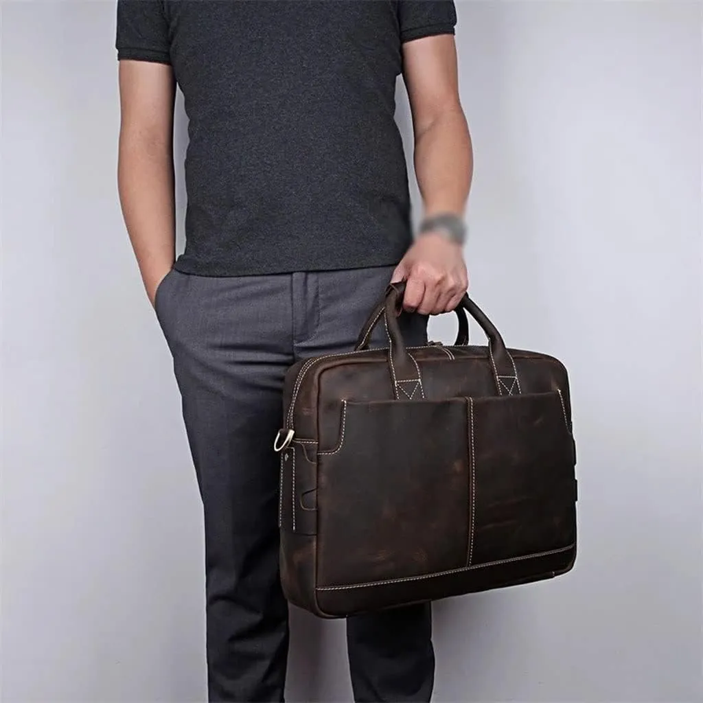 HBJWOV Men's Business Briefcase Men's Leather Shoulder Messenger Bag Handbag Handbag For 15.6" Laptop