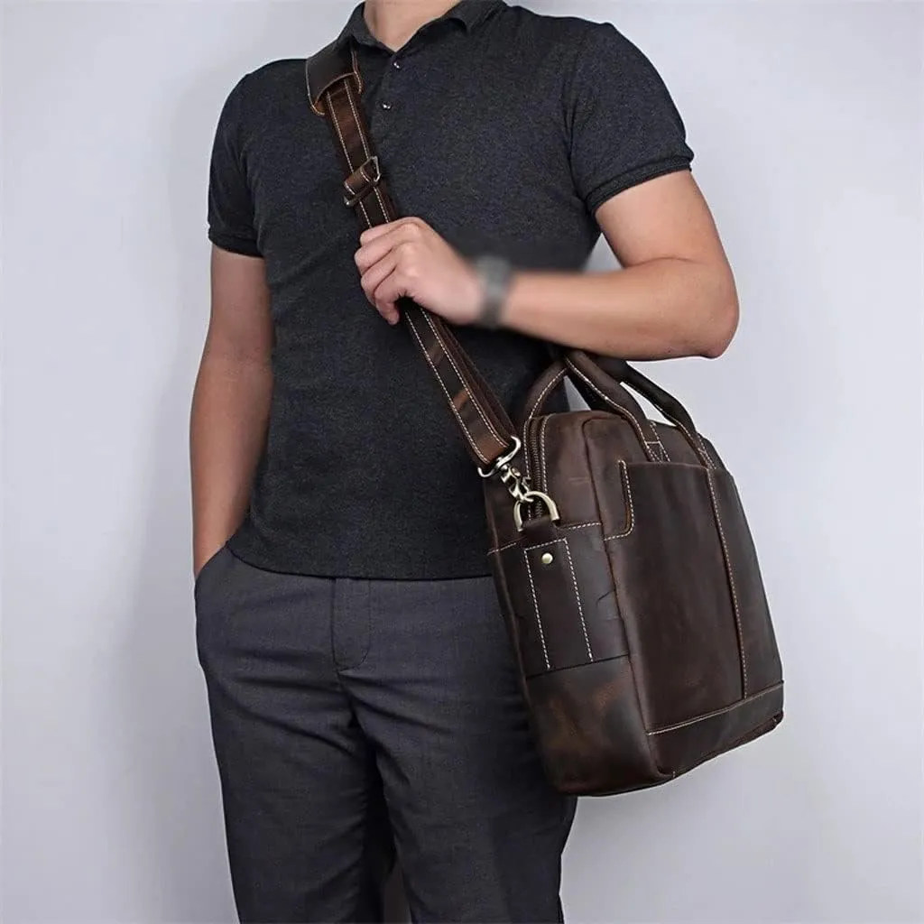HBJWOV Men's Business Briefcase Men's Leather Shoulder Messenger Bag Handbag Handbag For 15.6" Laptop